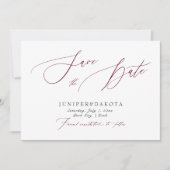 PixDezines Burgundy Elegant Script Save the Date Kaart (Voorkant)