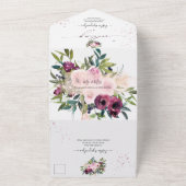 PixDezines Burgundy Pink Peonies in één All In One Uitnodiging (Buitenkant)