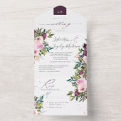 PixDezines Burgundy Pink Peonies in één All In One Uitnodiging (Binnen)