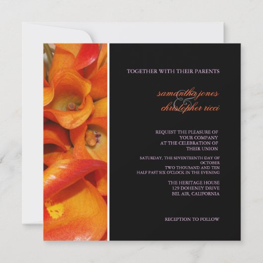 PixDezines BURNT ORANJE CALLA LILY INVITATIONS Kaart (Achterkant)