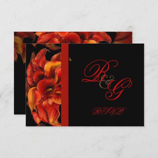 PixDezines BURNT ORANJE CALLA LILY INVITATIONS RSVP Kaartje (Voorkant / Achterkant)