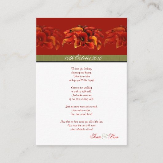 PixDezines BURNT SINAASAPPEL CALLA LILY UITNODIGIN Informatiekaartje (Voorkant)