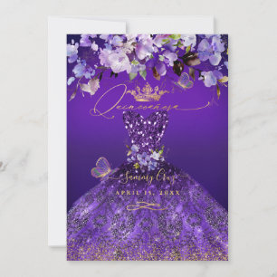 PixDezines Butterflies Quinceanera, donker Paars Kaart