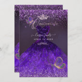 PixDezines Butterflies Quinceanera, Ultra Violet Kaart (Voorkant / Achterkant)