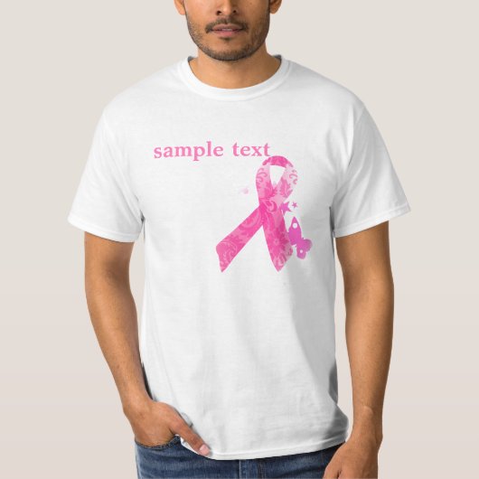 PixDezines Cancer Awareness, Roze Ribbon T-shirt (Voorkant)