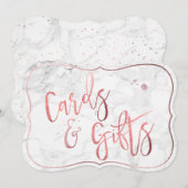 PixDezines Cards+Gifts Marble+Roos Gold/Table Sign Kaart (Voorkant / Achterkant)