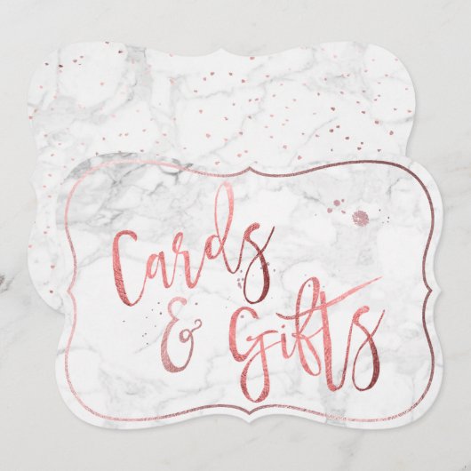 PixDezines Cards+Gifts Marble+Roos Gold/Table Sign Kaart (Voorkant / Achterkant)