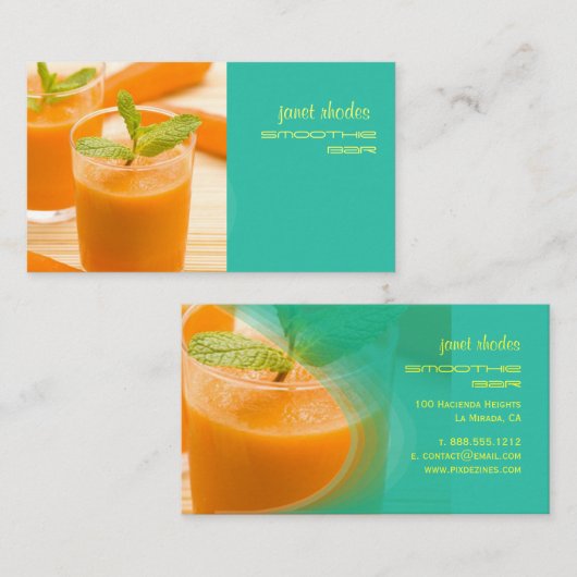 PIXDEZINES CARROT JUICE/JUICE BAR VISITEKAARTJE (Voorkant / Achterkant)