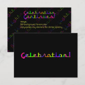 PixDezines Celebration/Neon Lights/Mitzvah Kaart (Voorkant / Achterkant)