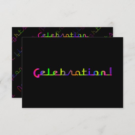 PixDezines Celebration/Neon Lights/Mitzvah Kaart (Voorkant / Achterkant)