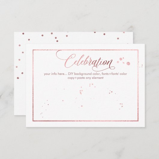 PixDezines Celebration, verblind/Faux Roos Gold Kaart (Voorkant / Achterkant)