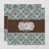 PixDezines Céline Damask, Blue+Brown Kaart (Voorkant / Achterkant)