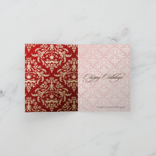 PixDezines Céline Damask, Faux Gold Prettige feest Feestdagen Kaart (Binnen)