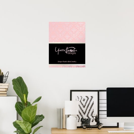 PixDezines Céline Damask, Rosequartz + Roze Poster (Thuiskantoor)
