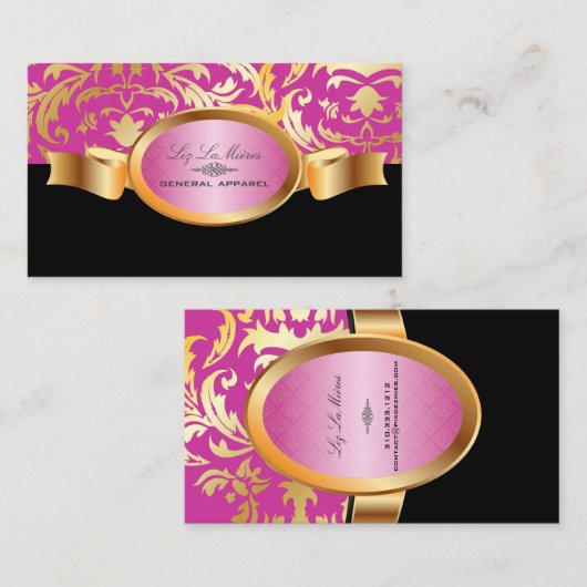 PixDezines Céline Damask, roze Visitekaartje (Voorkant / Achterkant)