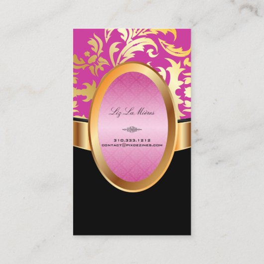 PixDezines Céline Damask, roze Visitekaartje (Achterkant)