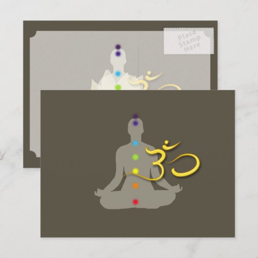 PixDezines Chakra Color+Om-symbool Briefkaart (Voorkant / Achterkant)