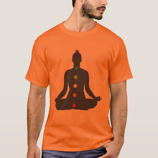 PixDezines Chakra Meditation oranje t-shirt (Voorkant)