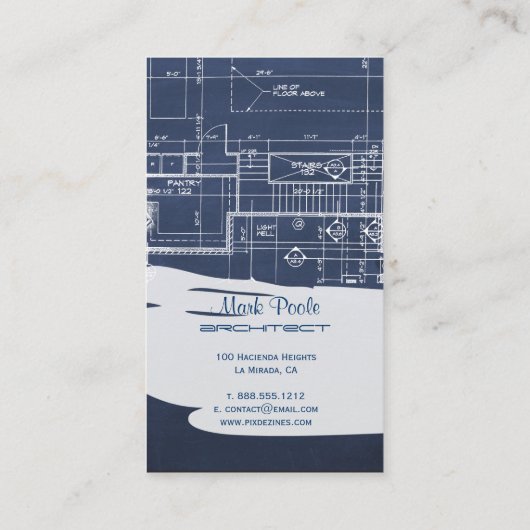PixDezines chalkboard architect blauwdrukken Visitekaartje (Achterkant)