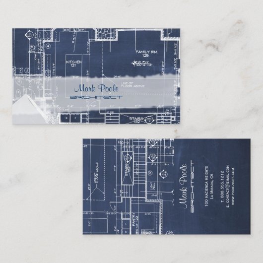 PixDezines chalkboard architect blauwdrukken Visitekaartje (Voorkant / Achterkant)