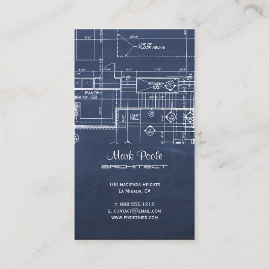 PixDezines chalkboard architect blauwdrukken Visitekaartje (Achterkant)