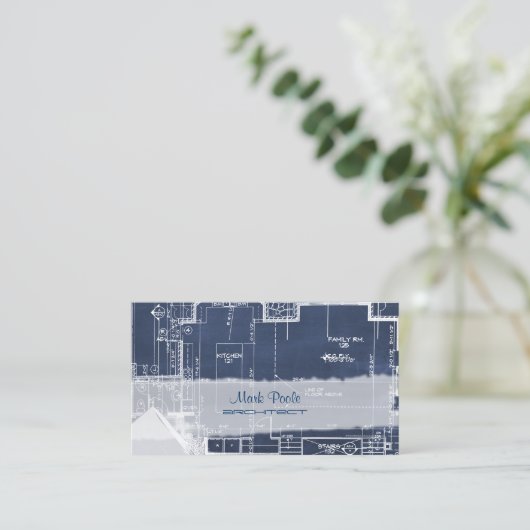 PixDezines chalkboard architect blauwdrukken Visitekaartje (Staand voorkant)