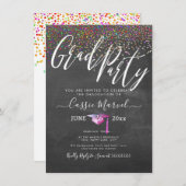 PixDezines Chalkboard Confetti Afstudeerder Party Kaart (Voorkant / Achterkant)