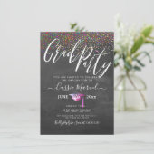 PixDezines Chalkboard Confetti Afstudeerder Party Kaart (Staand voorkant)