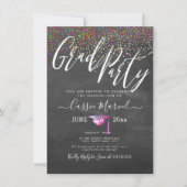 PixDezines Chalkboard Confetti Afstudeerder Party Kaart (Voorkant)