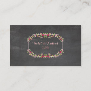 PixDezines Chalkboard+Petite Fleurs Visitekaartje