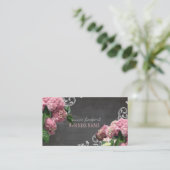 PixDezines Chalkboard+Pink Hydrangea Visitekaartje (Staand voorkant)