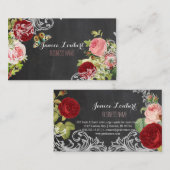 PixDezines Chalkboard/Redoute  Rozen Visitekaartje (Voorkant / Achterkant)