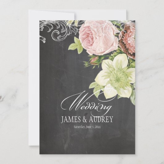 PixDezines CHALKBOARD/ROCOCO/ ROZEN Kaart (Voorkant)