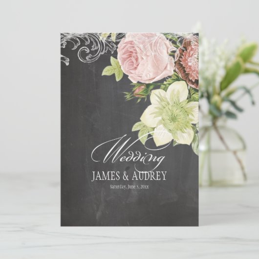 PixDezines CHALKBOARD/ROCOCO/ ROZEN Kaart (Staand voorkant)