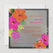 PixDezines Chalkboard/Roze/Oranje Hibiscus Kaart (Achterkant)