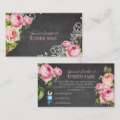 PixDezines Chalkboard/ Rozen/sociale media Visitekaartje (Voorkant / Achterkant)