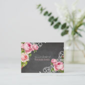 PixDezines Chalkboard+ Rozen Visitekaartje (Staand voorkant)