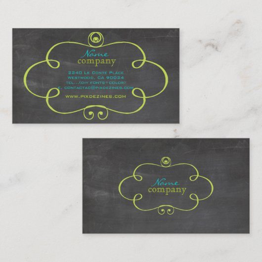 PixDezines chalkboard+scrolls lijst Visitekaartje (Voorkant / Achterkant)