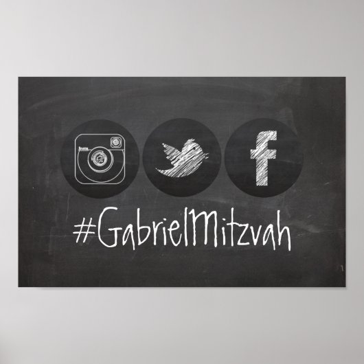 PixDezines Chalkboard Social Media Hashtag Poster (Voorkant)
