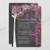 PixDezines CHALKBOARD TREE OF LIFE BAT MITZVAH Kaart (Voorkant / Achterkant)