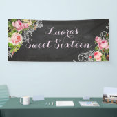PixDezines Chalkboard Vintage Roses/Redoute Spandoek (Beurs)