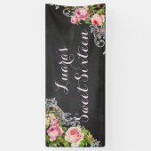 PixDezines Chalkboard Vintage Roses/Redoute Spandoek (Verticaal)