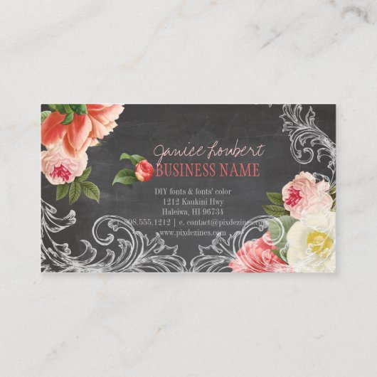 PixDezines Chalkboard+ volken Visitekaartje (Achterkant)