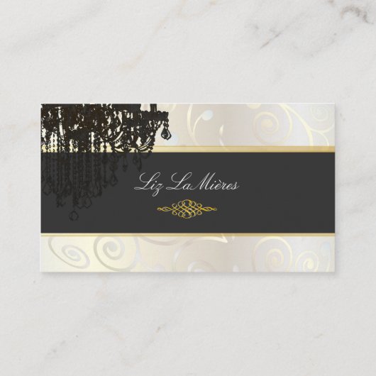 PixDezines Chandelier cupcakes zwammen/parelwit Visitekaartje (Achterkant)