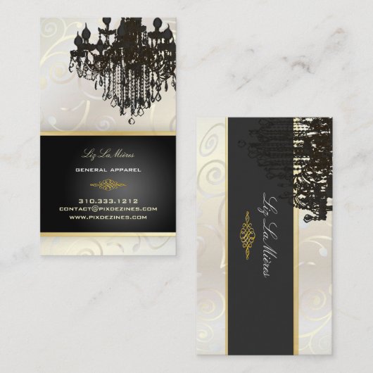 PixDezines Chandelier cupcakes zwammen/parelwit Visitekaartje (Voorkant / Achterkant)