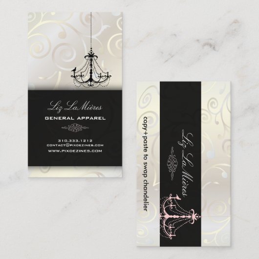 PixDezines Chandelier cupcakes zwammen/parelwit Visitekaartje