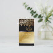 PixDezines Chandelier + Damask/Black + Gold Lace Visitekaartje (Staand voorkant)
