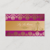 PixDezines Chandelier + Damask/Fuschia + Gold Lace Visitekaartje (Achterkant)
