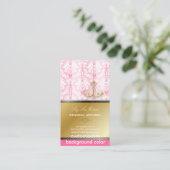 PixDezines Chandelier + Damask/Fuschia + Gold Lace Visitekaartje (Staand voorkant)
