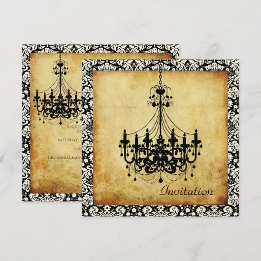 PixDezines -Chandelier+damask-grenzen Kaart (Voorkant / Achterkant)